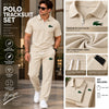 Beige Polo Tracksuit Set