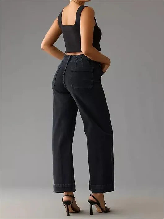 👖Tummy Control Cropped Wide-Leg Jeans
