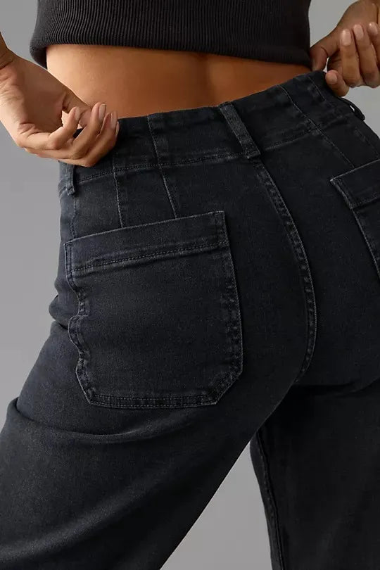 👖Tummy Control Cropped Wide-Leg Jeans