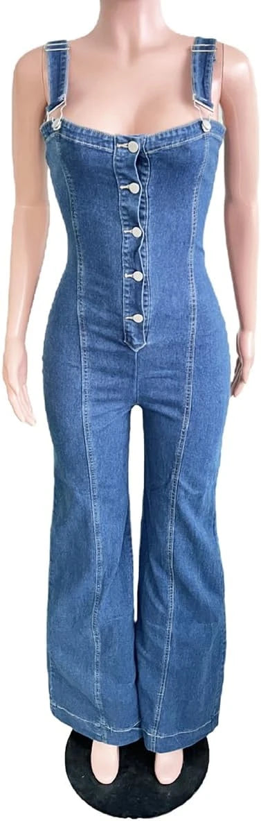 High Waist Denim Jumpsuit