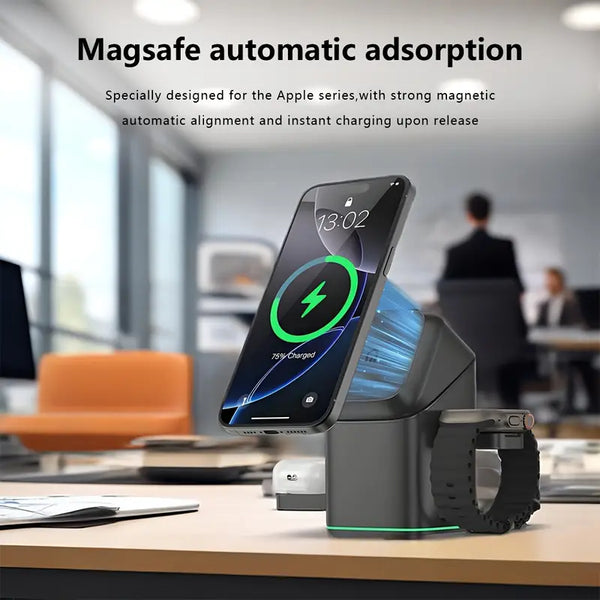 3-in-1 Wireless Charger | Multifunctional Magnetic Rotating Foldable Travel Charger