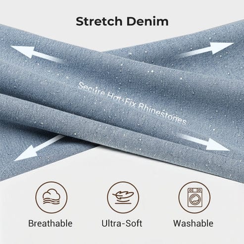 Straight Leg Jeans With Rhinestones