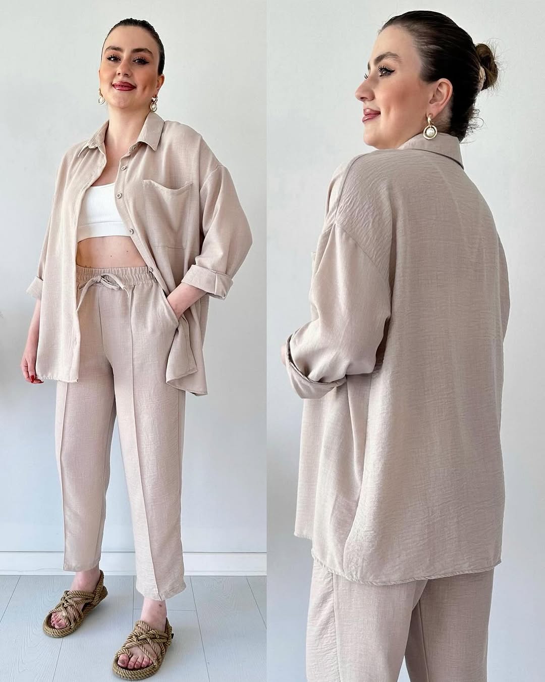 Shirt Collar Drop Shoulder Shirt & Trousers Co-Ords