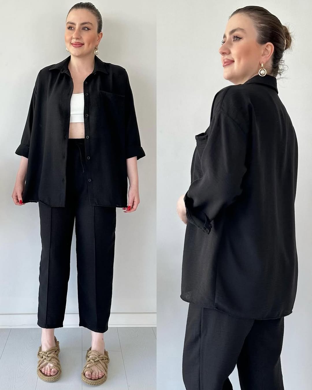 Shirt Collar Drop Shoulder Shirt & Trousers Co-Ords