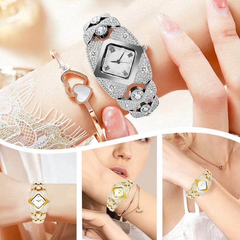 Retro Quartz Watch with Sparkling Rhinestones⌚