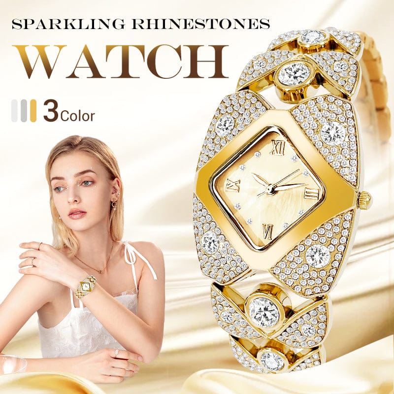 Retro Quartz Watch with Sparkling Rhinestones⌚