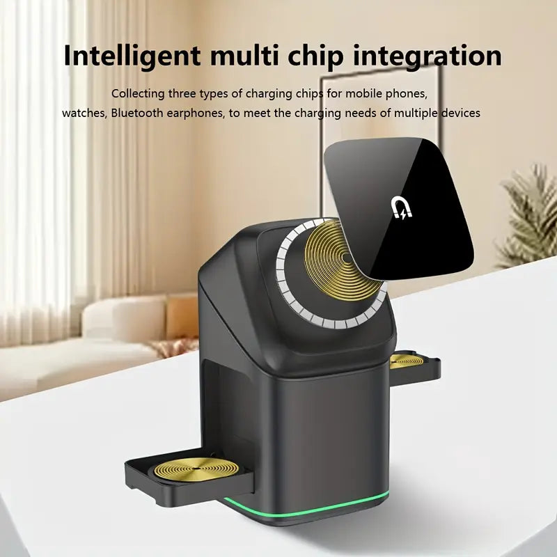 3-in-1 Wireless Charger | Multifunctional Magnetic Rotating Foldable Travel Charger