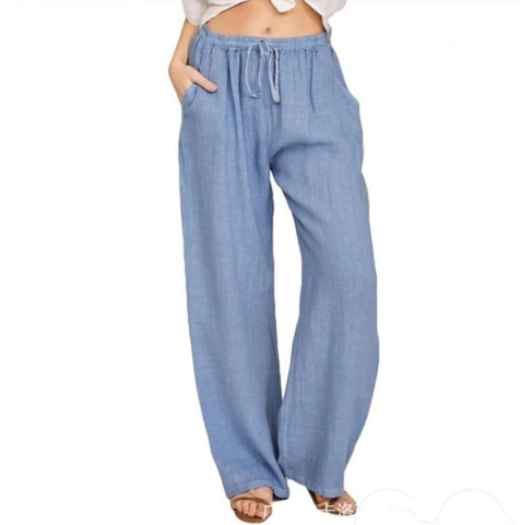 Women's Summer Linen Cotton Wide Leg Pants