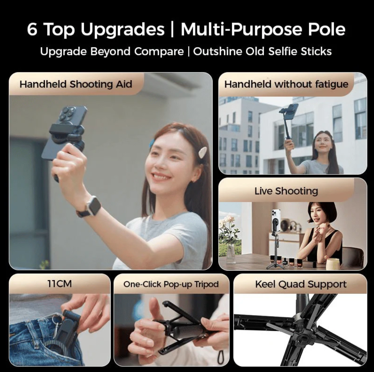 4-in-1 Multifunctional 360° Rotatable Magnetic Selfie Stick