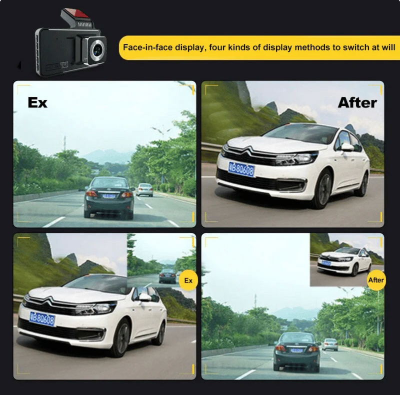 Dual-lens dashcam with 1080P HD & night vision - 170° wide angle