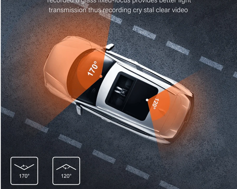 Dual-lens dashcam with 1080P HD & night vision - 170° wide angle