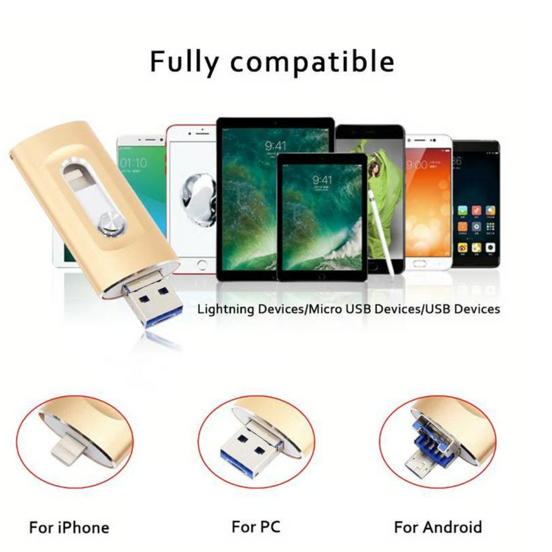 3 in 1 Flash Drive, Portable High Speed USB 3.0 Memory Storage