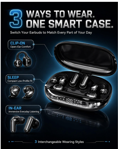 3-in-1 Bluetooth Wireless Earbuds with Charging Power Bank Case