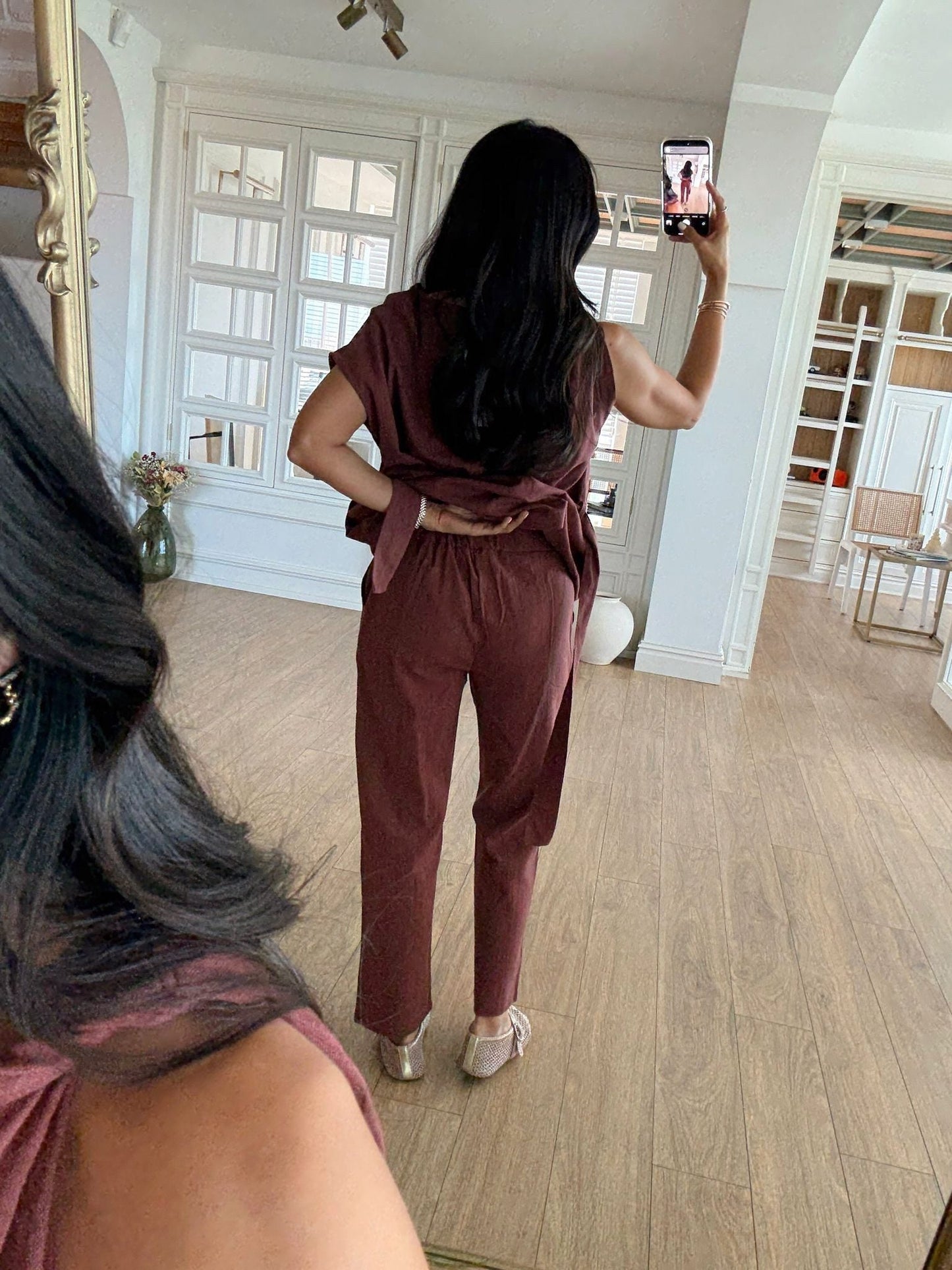 Orika Shoulder Twist Blouse-Pants Russian Suit