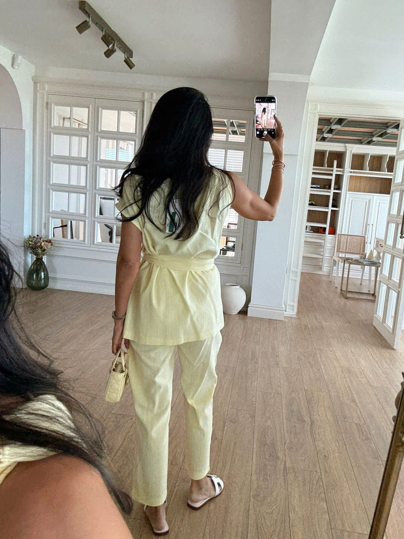 Orika Shoulder Twist Blouse-Pants Russian Suit