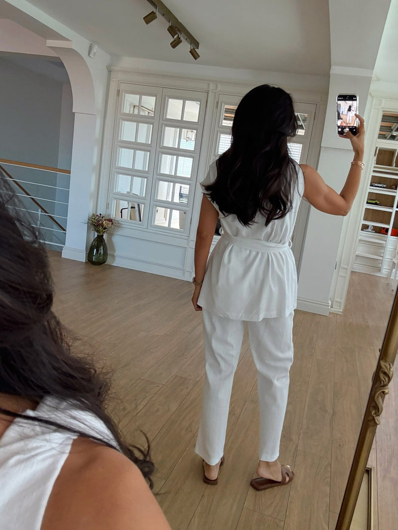 Orika Shoulder Twist Blouse-Pants Russian Suit
