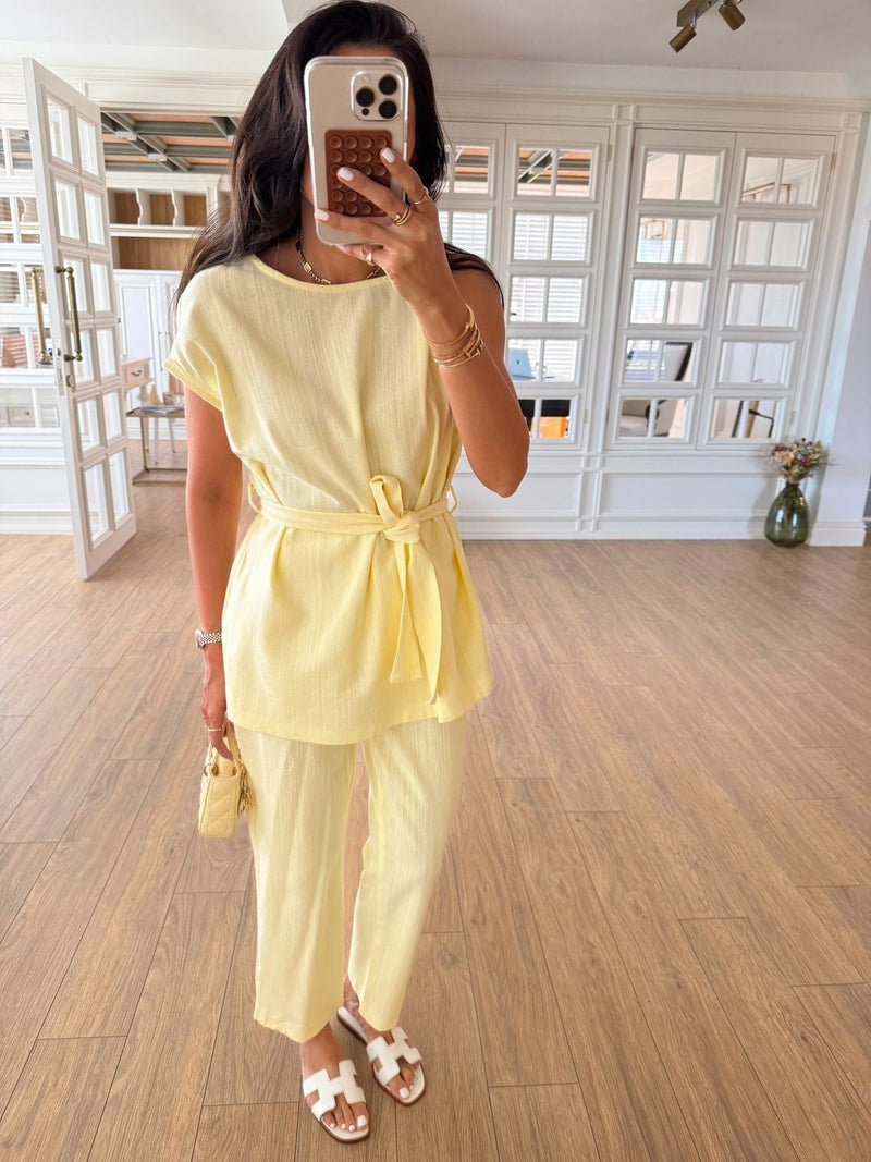 Orika Shoulder Twist Blouse-Pants Russian Suit
