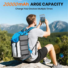 Load image into Gallery viewer, 20000mAh Solar Power Bank with Foldable Panels, Wireless Charging &amp; LED Flashlight
