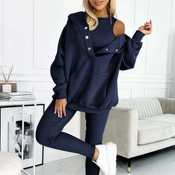 2024 Women's Sports Leisure Coat + Slim Vest + Trousers, 3-Piece Set