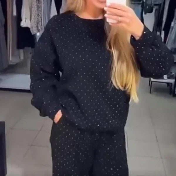 Women’s Round-neck Casual Sports Sweatshirt and Jogger Pants (2-piece Set)