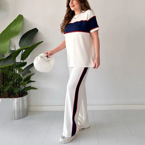 Women's two-piece color-blocked tracksuit