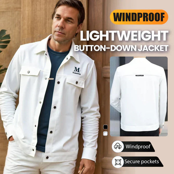 Men's Windproof Lightweight Button-Down Jacket
