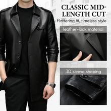 Load image into Gallery viewer, Men's Mid-Length Faux Leather Coat
