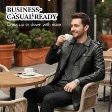 Load image into Gallery viewer, Men's Mid-Length Faux Leather Coat
